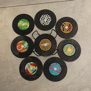 8 piece vinyl record diamond coasters